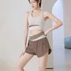 short de sport respirant 2 en 1 pour femmes, doublure intérieure, ceinture élastique, jupe de yoga, poches latérales pour téléphone, short de course plissé