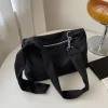 sac à main à bandoulière noir pour femme et fille, sacoche décontractée, solide, simple, à bretelles nouées, fourre tout