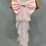 Robe de mariée élégante en Satin et Tulle détachable, décorations pour robe de mariée, ceinture de mariée, gros nœud en Satin, accessoires