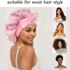 nouveau satin solide chapeau de couchage avec bande de cravate extensible élastique pour les femmes nuit bonnet de douche réglable cheveux couvre tête bonnet turban