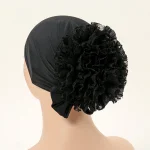 Hijabs musulmans pour femmes, écharpe de chapeau à fond Modal fin, Turban de couleur unie avec dentelle Panhua Islam, bandeau enveloppant la tête avec cravate au dos