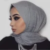 Écharpe hijab en coton et lin froissé pour femme musulmane, long châle islamique, bandana, turban, bandeau africain