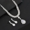 1 ensemble de bijoux de mariée à la mode pour femmes, ensemble de boucles d'oreilles simples, colliers et boucles d'oreilles en strass exquis, cadeaux