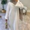 robe abaya en velours côtelé arabe chaud pour femmes ramadan dubaï femmes manteau musulman modeste hiver islam vêtements nouvelle robe solide turquie