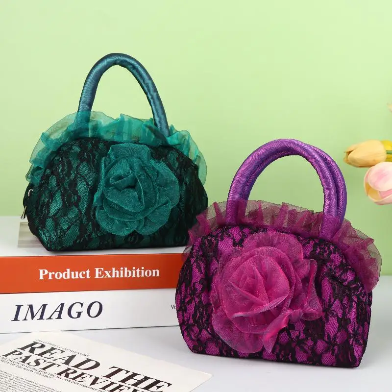 Pochette de soirée Vintage brodée florale pour femmes, sac à main élégant à motif de Rose, cadeau de vacances, fourre-tout cosmétique
