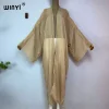 winyi couleur unie design vêtements de plage maillot de bain moyen orient abaya dubaï luxe femmes cardigan vacances à manches longues robe kimono