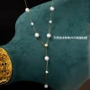 collier avec pendentif en perles d'eau douce naturelles, plaqué or 18 carats, bijoux élégants pour femmes