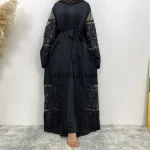 Abaya ouvert femmes Robe musulmane dentelle broderie turc Kimono Cardigan Robe caftan Caftan Islam vêtements dubaï Kebaya Jalabiya