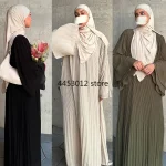 Robes musulmanes en mousseline de soie plissée pour femmes, Abaya de Dubaï modeste, Abayas unies, Vêtements islamiques de luxe, Robe Jalabiya turque, Caftan