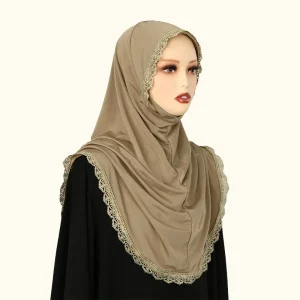 Luxe brodé dentelle Style ethnique écharpe Bandana mince Hijab écharpe malaisienne longue Tudung femme