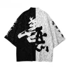 Kimono Traditionnel Japonais Hommes et Femmes Casual Mode Streetwear Cardigan Harajuku Haori Tops Noir Blanc Lâcheur Yukata