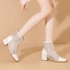 sandales à talons de styliste pour femmes, chaussures élégantes à talons mi hauts, escarpins épais, tendance 2025, nouvelle robe sexy, zapatillas de mujer