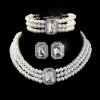 ensemble de bijoux en perles d'imitation de pierres précieuses, ensemble de boucles d'oreilles et de bracelets en perles blanches, perles multicouches assorties, ensembles de bijoux de mariée