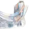 foulard en soie brodé d'été, respirant, résistant au soleil, longues enveloppes, protection solaire lisse, hijab pour femmes