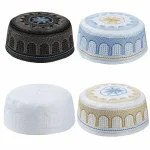 Casquette de prière musulmane pour hommes, chapeau en coton brodé, chapeau islamique d&rsquo;Arabie saoudite, écharpe de sauna pour hommes, turban de loisirs, casquette saoudienne Topkippot, nouveau