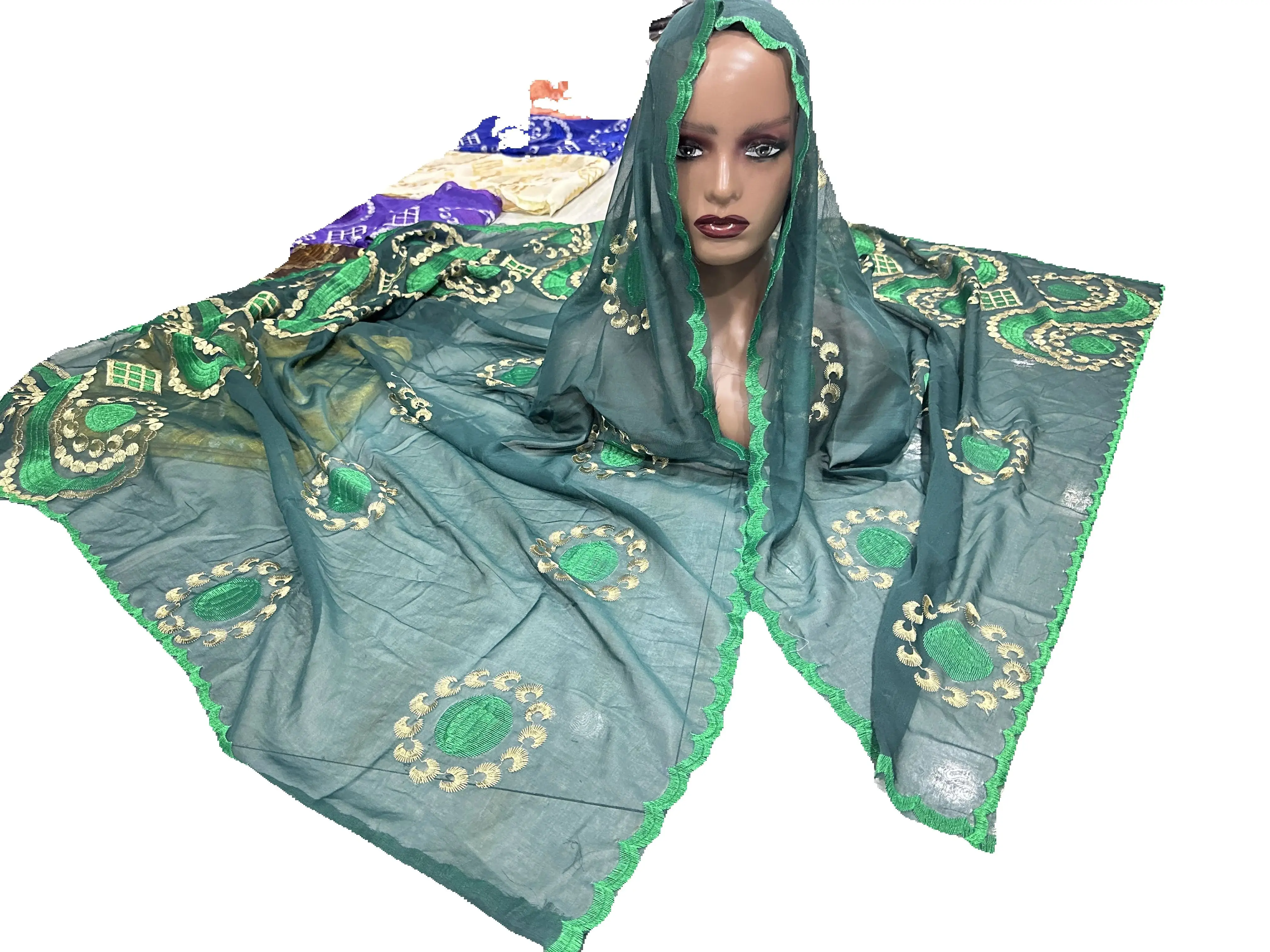 Vente 2025 nouveau dubaï Islam brodé châle doux laine Jersey Hijab pour les femmes musulmanes Style Long nouveau filet africain pour le printemps été