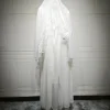 uni dubai solide blanc ouvert abaya pour femme musulmane avec hijab écharpe dentelle bande cardigan élégant décontracté ample marocain saoudien caftan