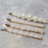 paquet de 9 pinces à cheveux en perles pour femmes et filles, jolies diapositives de cheveux en perles scintillantes, épingles à cheveux en perles, barrettes en or faites à la main