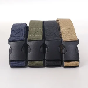 Ceinture militaire tressée en Nylon pour hommes, 125cm, ceintures militaires réglables pour voyage en plein air, taille tactique avec boucle en plastique pour pantalons