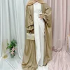 abaya de luxe à manches bouffantes pour femmes musulmanes, robe de ramadan, robe de soirée blanche et rose, vêtements kimono, turquie, dubaï, vêtements islamiques pour filles