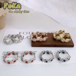 Breloques rondes en cristal or argent, ensemble de bijoux de mariage fins de luxe, boucles d&rsquo;oreilles, Bracelet, collier, bague, cadeau romantique pour femmes, nouvelle collection