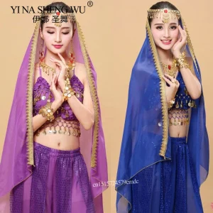 Voile de danse du ventre pour femmes, accessoires de spectacle de danse indienne, couvre-chef, Costumes de danse égyptienne, vêtements de danse Bollywood