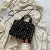 petit sac à main carré noir pour femme, sac à bandoulière initié par perle, sac à main perlé vintage, sac à main pour téléphone, porte monnaie, été 2024
