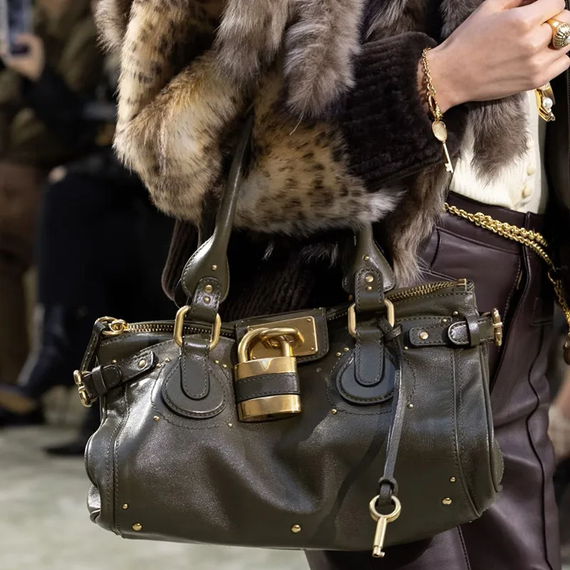 Sac fourre-tout à cadenas de luxe, sac à bandoulière classique de grande capacité, sac à main de styliste à Double poignée, porte-documents horizontal en cuir souple
