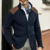 cardigan à simple boutonnage pour homme, pull tricoté, manteau, patchwork, manches longues, col à revers, slim fit, nouvelle collection automne hiver