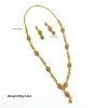ensemble de bijoux brésiliens plaqués or 24 carats pour femmes, long collier, boucles d'oreilles, bijoux de mariée africaine nigériane de dubaï