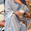 robe abaya en coton et lin pour femmes, abayas décontractées unies, caftan islamique, hijab musulman, dubaï, turquie de luxe, ramadan, 2024