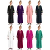 abaya robes musulmanes pour filles, robe maxi à manches longues, col rond, fête à thème du ramadan, masade tim, enfants