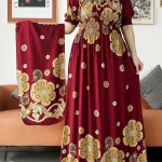 Abaya Dashiki à manches courtes pour femmes, robe maxi à imprimé floral africain, nouvelle collection été