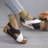 nouvelles femmes contraste couleur sandales à talons compensés été peep orteil chaussures de plage antidérapantes femme plate forme confortable romaine sandalias mujer