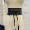 ceinture boho en faux cuir pour femmes, avec nœud papillon, style obi, ceinture cintrée, noire, marron, large, corset