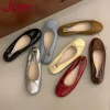 Ballerines peu profondes pour femmes, chaussures de danse à bout rond, à la mode, avec nœud papillon, à enfiler, nouvelle collection 2025