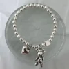 bracelets en argent sterling 925 pour femmes, chaîne de perles, accessoires tendance, vintage, simple, mignon, pendentif ours, bijoux de fête