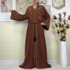 robe abaya ouverte en mousseline de soie pour femme musulmane, nouveau style, dubaï, Élégante, vêtements islamiques, cardigan à fermeture Éclair, avec Écharpe, 2024
