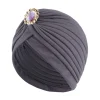 nouvelles femmes perles noeud torsion turban bandeaux casquette instantanée hijab avec casquette chapeaux décontracté streetwear femme musulman indien chapeau