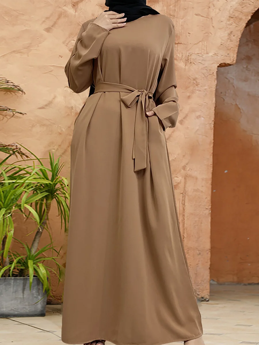 abaya robe longue musulmane avec poches pour femme, couleur unie, arabie saoudite, turquie, dubaï, nouvelle collection