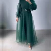 abayas de dubaï à col mi haut pour femmes, robe musulmane en gaze, caftan décontracté, document solide, printemps, indépendant