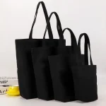 Sac à main en toile noire pour femme, sac en coton pour étudiant, sac à provisions, poche ceinture, sac cosmétique, cadeau initié unique