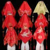 Chinois Traditiona mariage mariée rouge couvre-chef mariage foulard rouge foulard Style chinois Xiuhe costume mariage couvre-chef