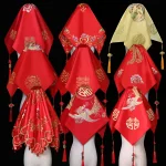 Chinois Traditiona mariage mariée rouge couvre-chef mariage foulard rouge foulard Style chinois Xiuhe costume mariage couvre-chef