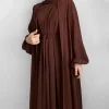 nouveau abaya ensemble tissu froissé ouvert abaya + robe longue intérieure vêtements islamiques femmes musulmanes robes ensemble caftan turc ramadan eid