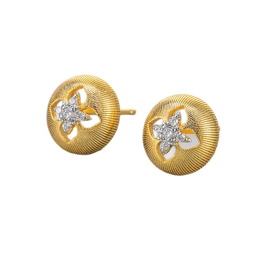 Boucles d'oreilles plaquées or 18 carats, Style Vintage brossé à la main, deux tons, couleur argent S925, goutte élégante, bijoux à la mode, cadeau