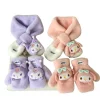 Sanrio écharpe pour filles mignon dessin animé broderie écharpe pour enfants épaissie pour la chaleur gants en peluche Hello Kitty bébé écharpes