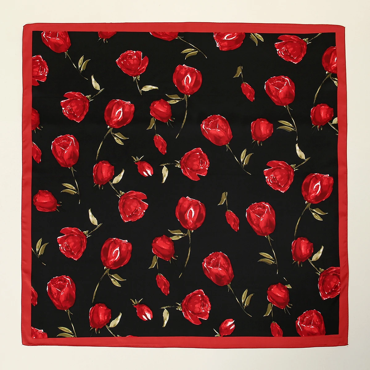 hijab en satin imprimé rose pour femme musulmane, bandana carré, bandeau d'Été, 85x85cm