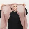 hijab en mousseline de soie de qualité supérieure avec aimants intégrés, couleur unie, châle facile à porter avec sous capuchon pour femmes musulmanes