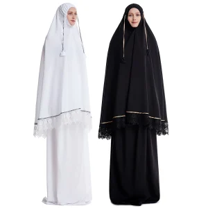 Femmes musulmanes Burqa robe deux pièces costume ethnique dame Hijab Abaya costume Ramadan Eid prière vêtement